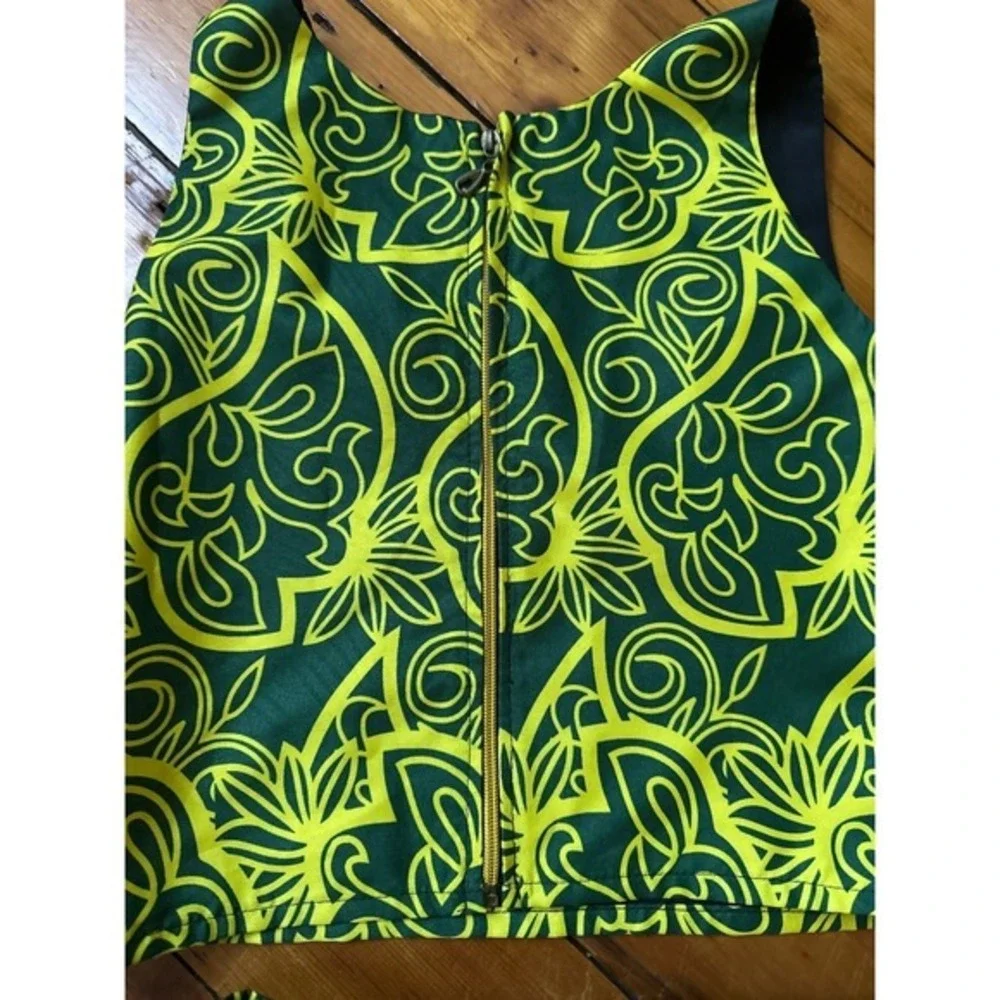 Handmade African Wax Print Crop Top & Shorts Set M Festival Boho Resort